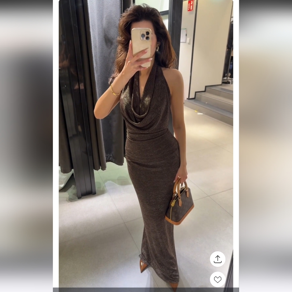 Zara Open Back Metalic Thread Dress - Picture 4 of 12